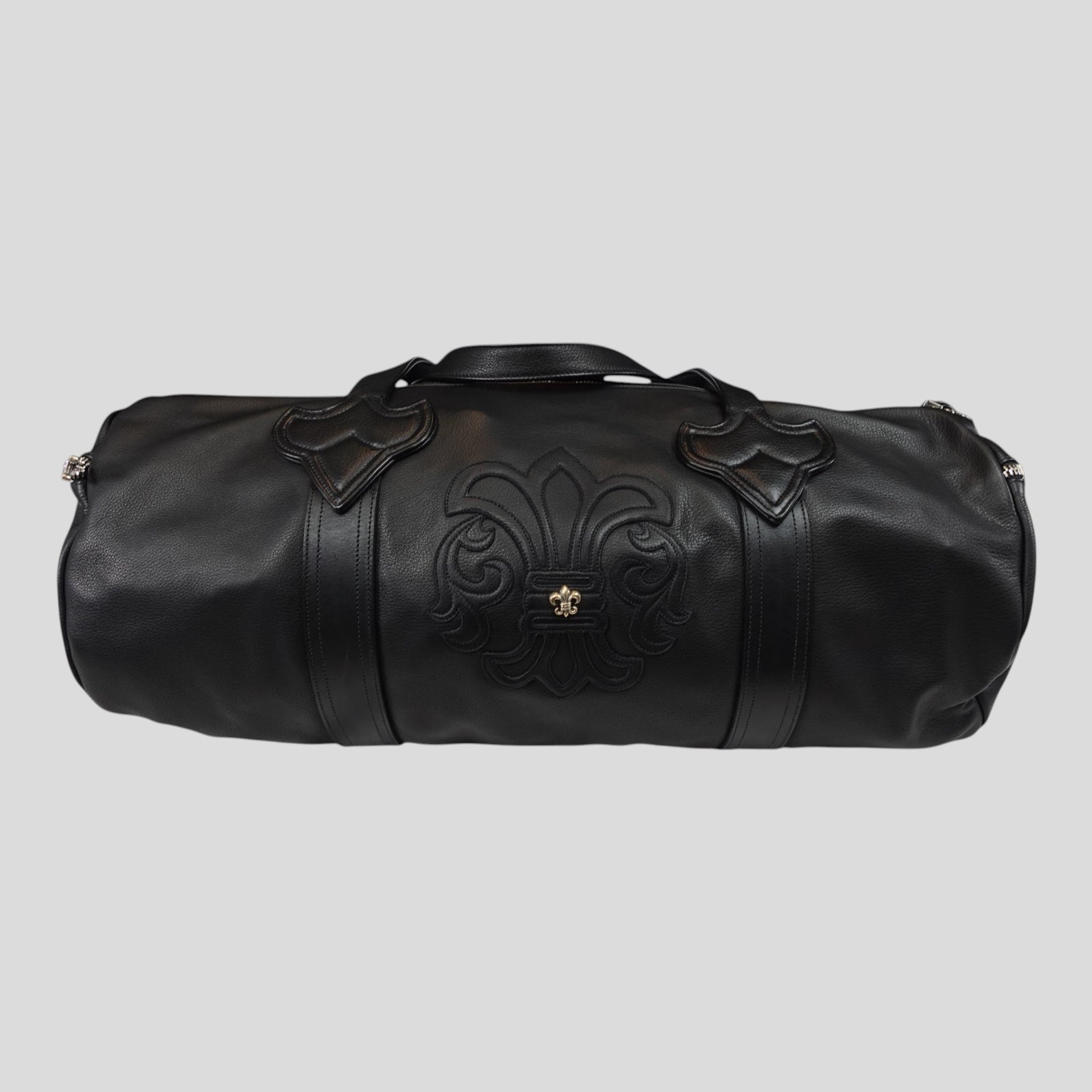 Chrome Hearts Fleur Patch Leather Duffle in Black