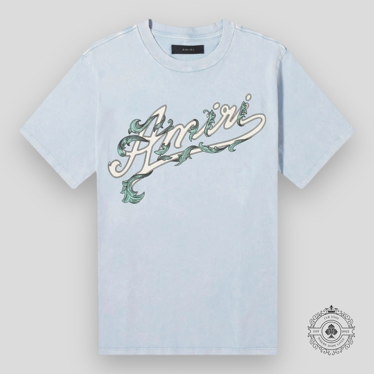 Amiri Filigree Tee in Ashley Blue