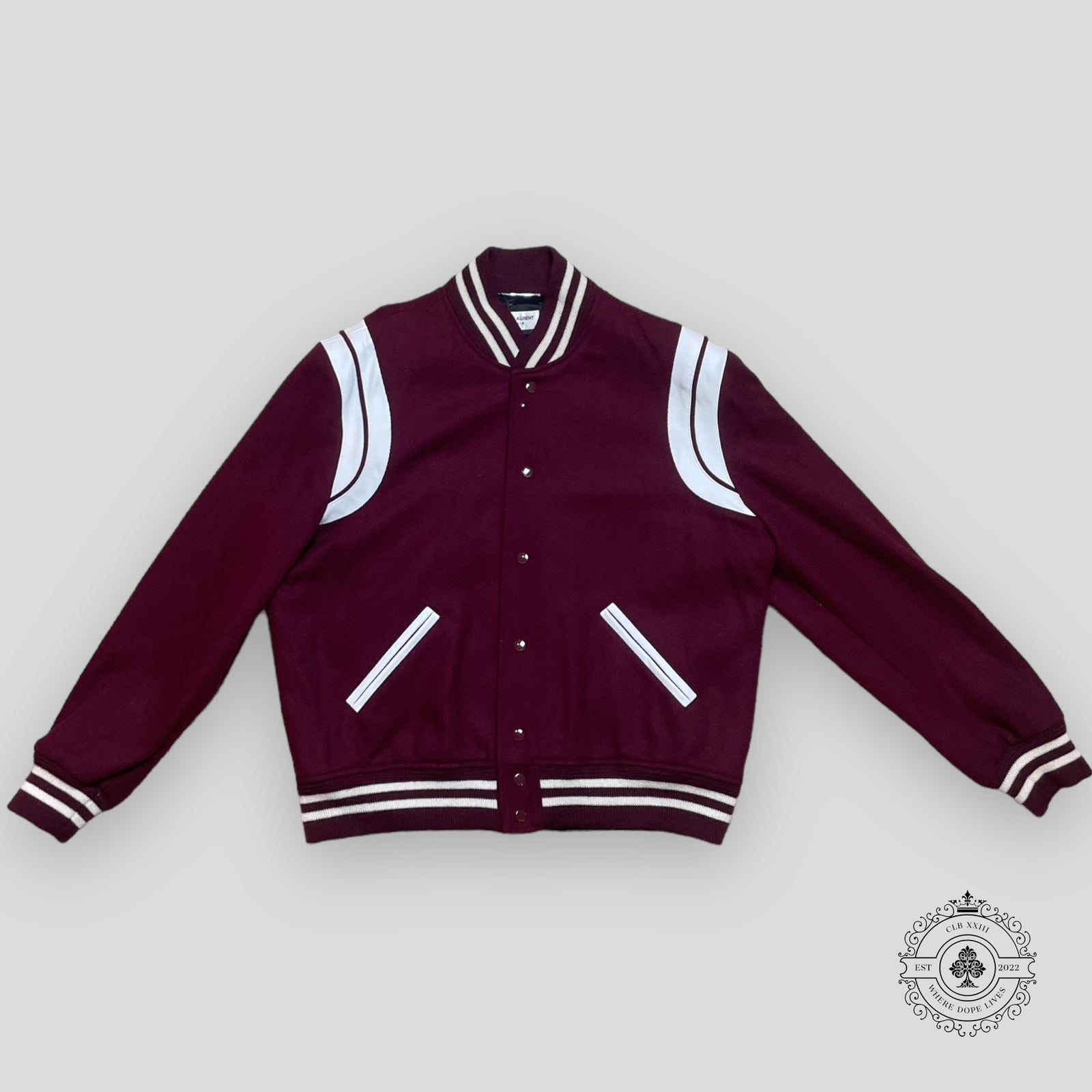 Saint Laurent Varsity Teddy Jacket in Maroon