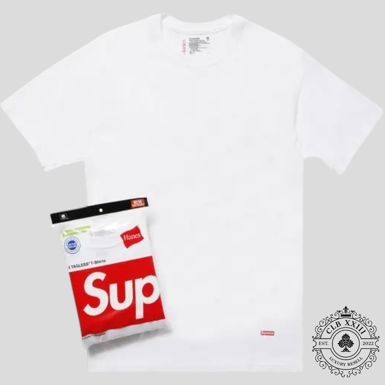 Supreme Hanes Tagless Tee in White -1 Tee