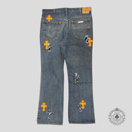 Chrome Hearts St Barth Jeans in Orange / Blue