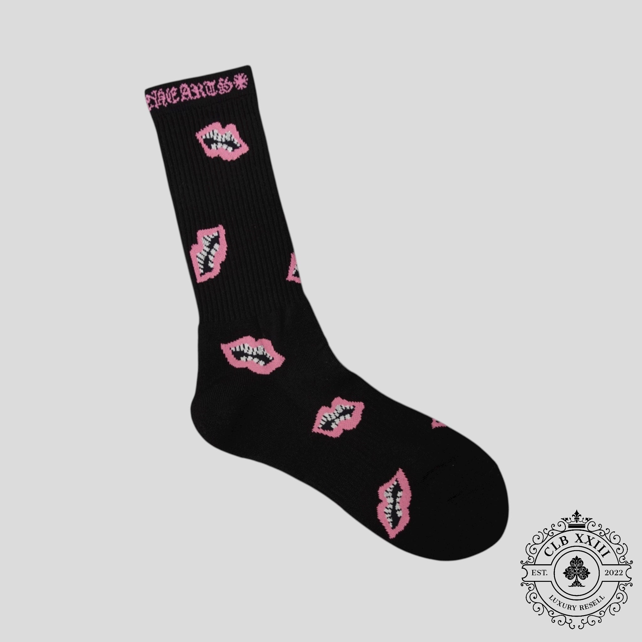 Chrome Hearts Matty Boy Chomper Socks in Black / Pink