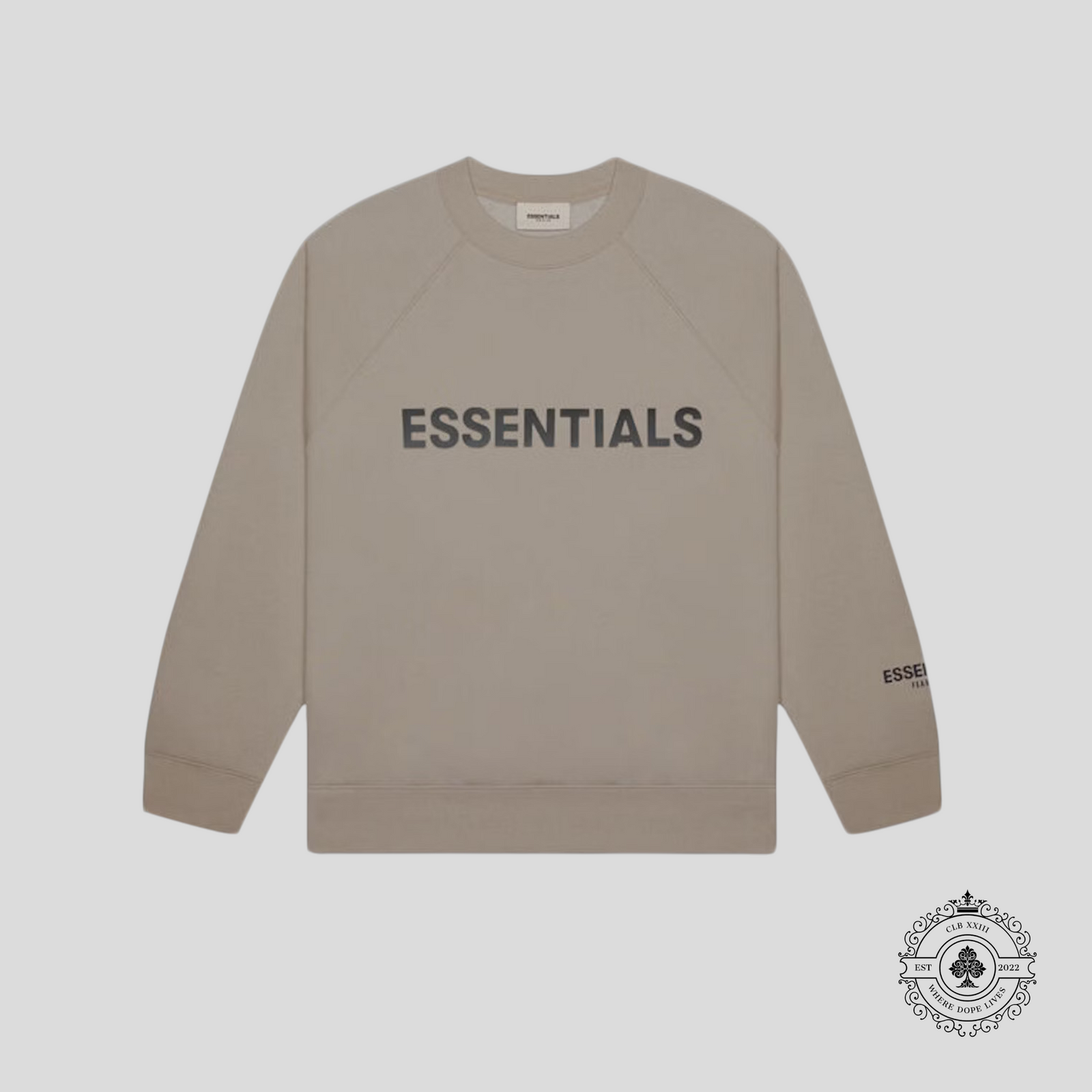 Fear of God Essentials Crewneck Applique Logo in Taupe