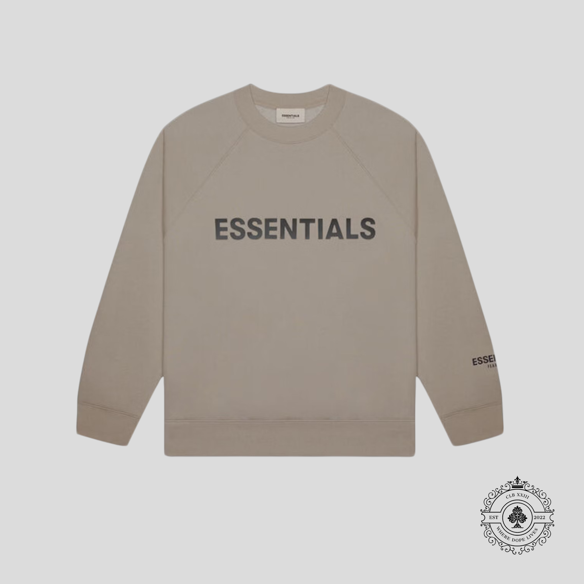 Fear of God Essentials Crewneck Applique Logo in Taupe