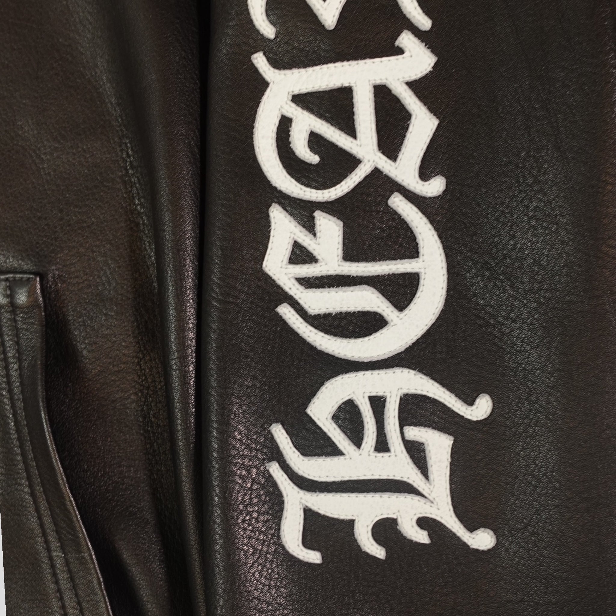 Chrome Hearts Leather Zip Up Hoodie in Black