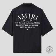 Amiri Imaginations Silk Button Up Tee in Black