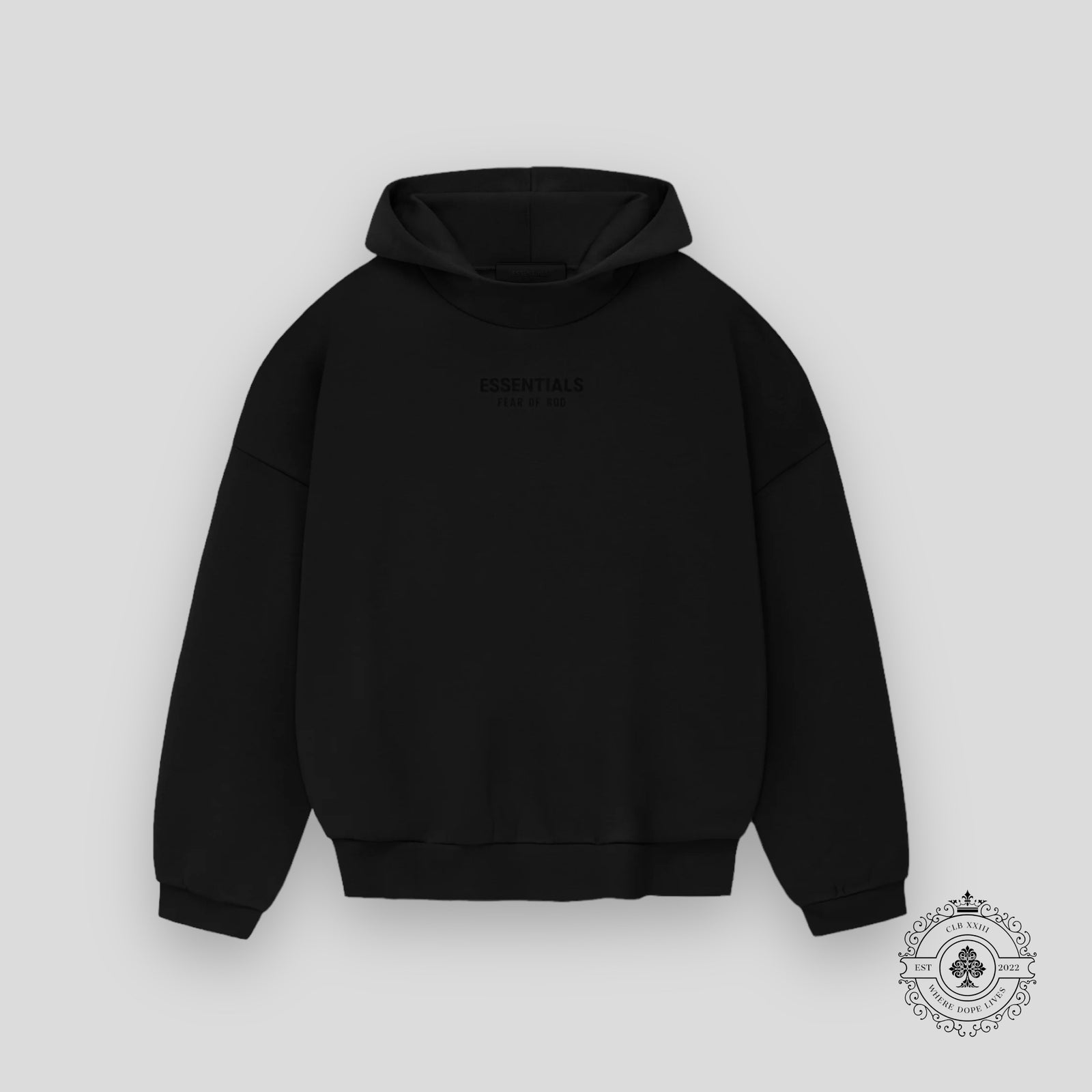 Fear of God Essentials Hoodie FW23 in Jet Black