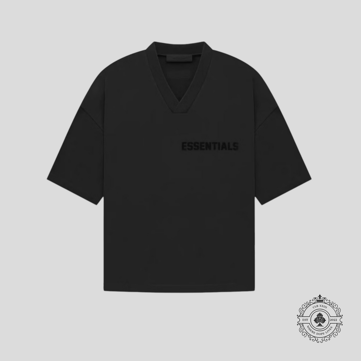 Fear Of God Essentials Core V-Neck Tee in Jet Black