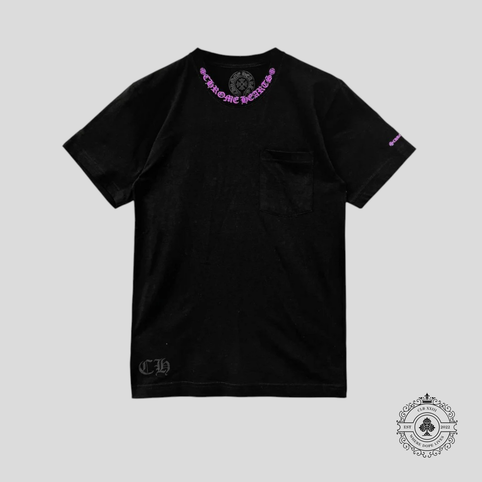 Chrome Hearts Logo Pocketed Tee in Black/Purple
