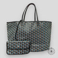 Goyard  Goyardine Canvas St. Louis Claire PM Tote Turquoise/Black