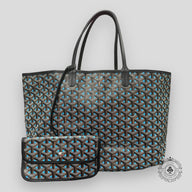 Goyard  Goyardine Canvas St. Louis Claire PM Tote Turquoise/Black