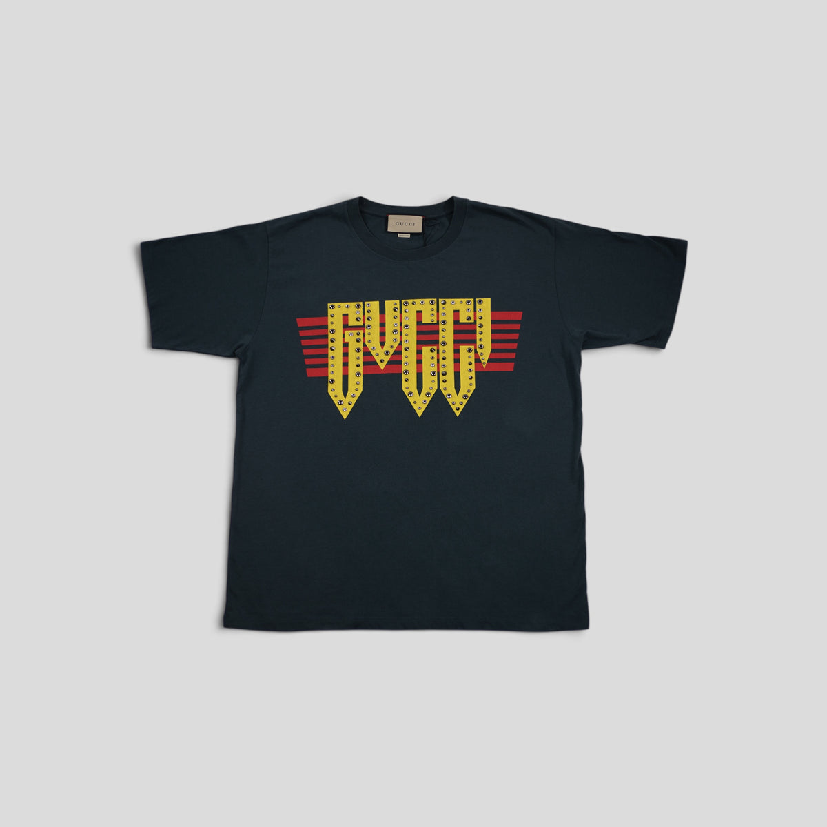 Gucci Studded Rock Logo Tee in Grey