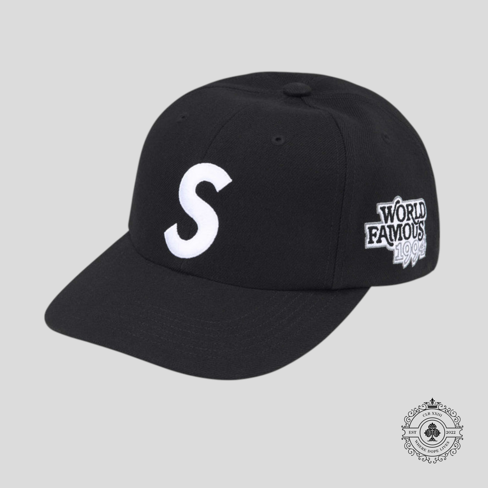 Supreme World Famous S Logo 6 Panel in Black
