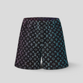 CLB XXIII Louis Vuitton black gradient mesh shorts with iconic monogram pattern in polyester