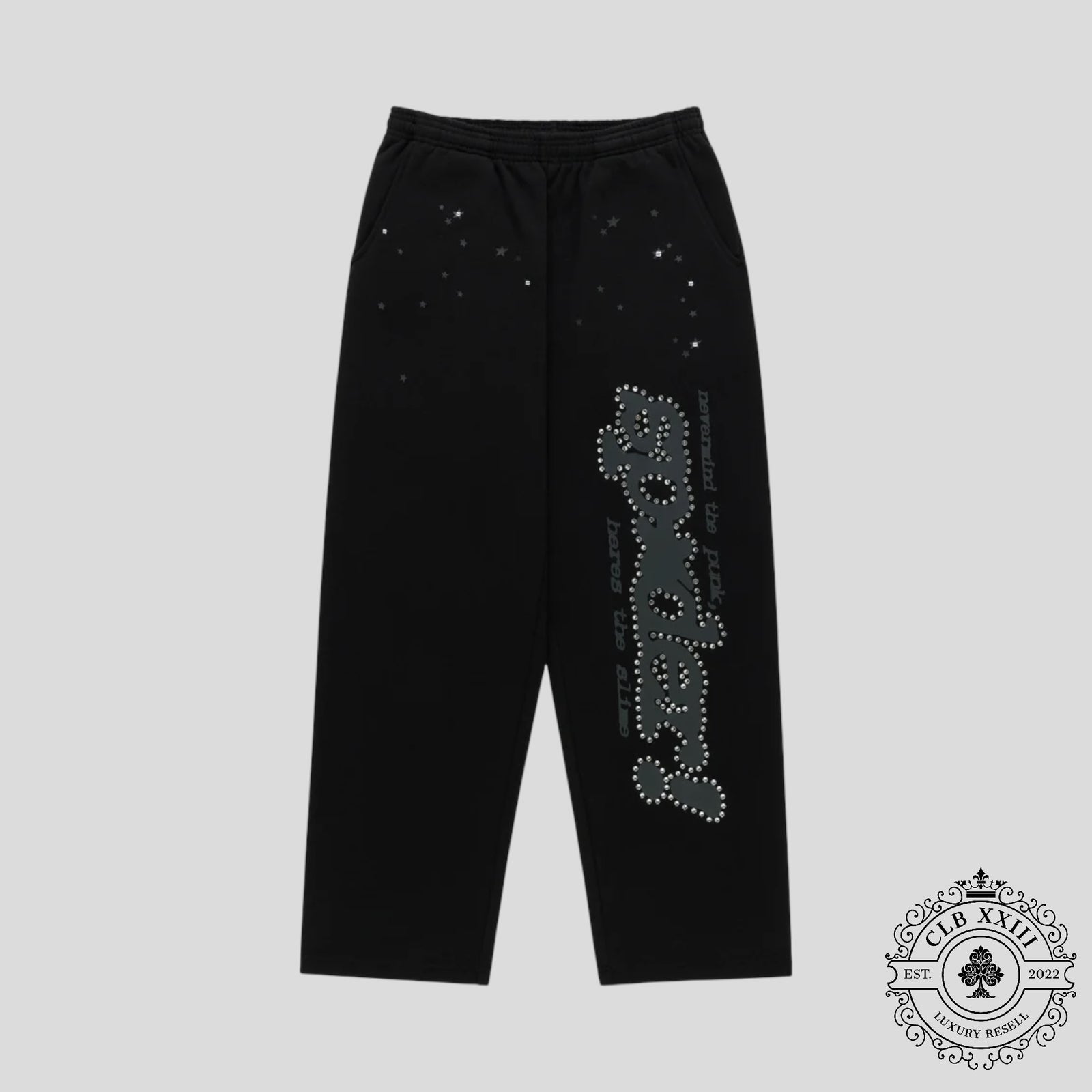 Sp5der Phantom Rhinestone Punk V2 Sweatpants in Black