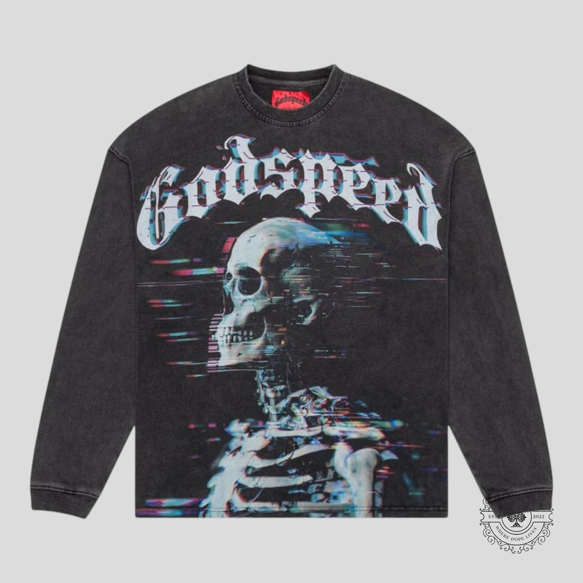 Godspeed Glitchy Long Sleeve in Grey Wash