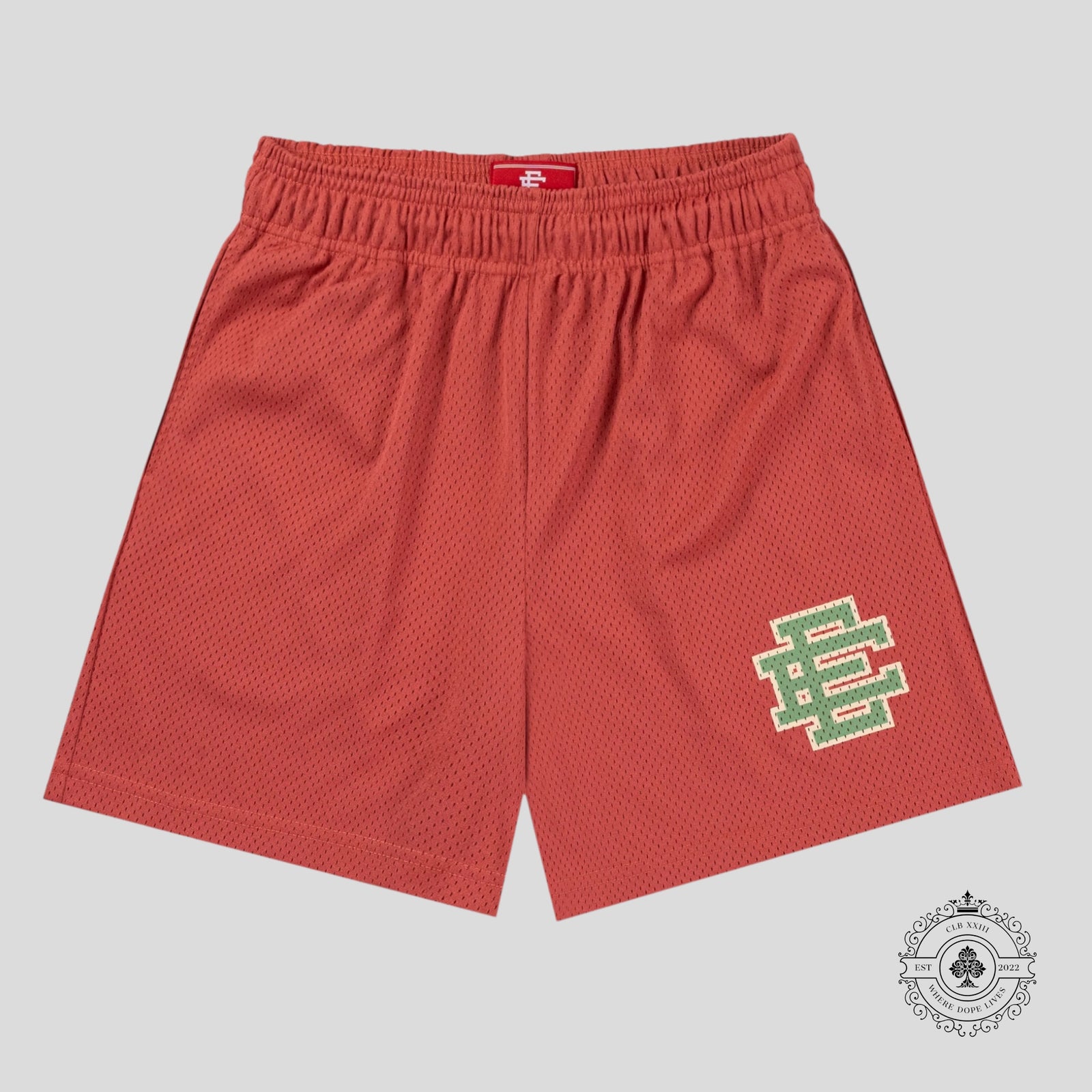 Eric Emanuel Basic Shorts in Dusty Cedar Red/Green