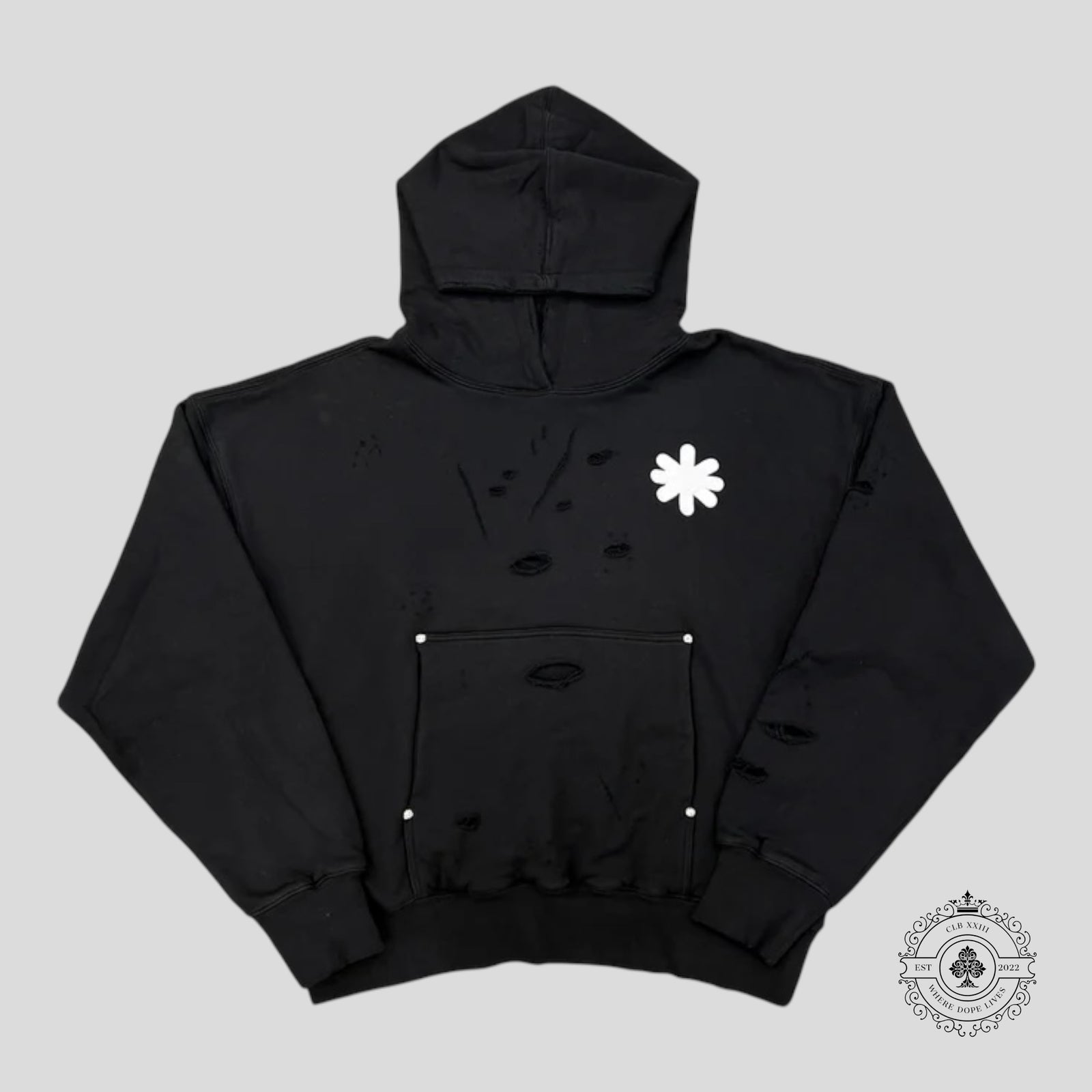 Lostshadws Distressed Classic Logo Hoodie in Black