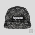 Supreme Jacquard Denim Bandana Camp Cap in Black