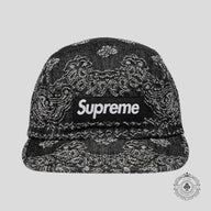 Supreme Jacquard Denim Bandana Camp Cap in Black