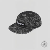 Supreme Jacquard Denim Bandana Camp Cap in Black