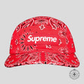 Supreme Jacquard Denim Bandana Camp Cap in Red