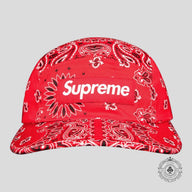 Supreme Jacquard Denim Bandana Camp Cap in Red