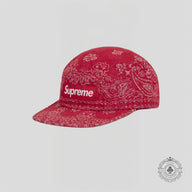 Supreme Jacquard Denim Bandana Camp Cap in Red