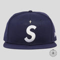 Supreme Gold Cross S Logo New Era Fitted Hat in Navy