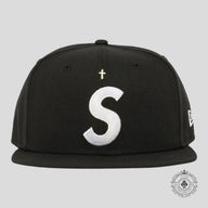 Supreme Gold Cross S Logo New Era Fitted Hat in Black
