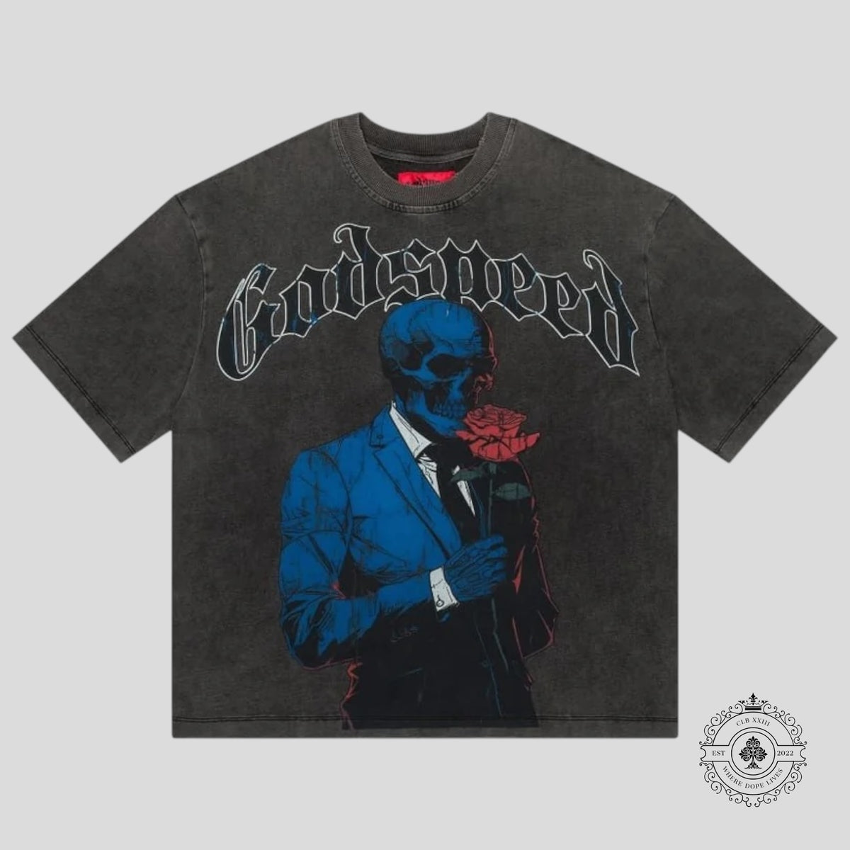 Godspeed Smell the Roses T-Shirt in Grey Wash
