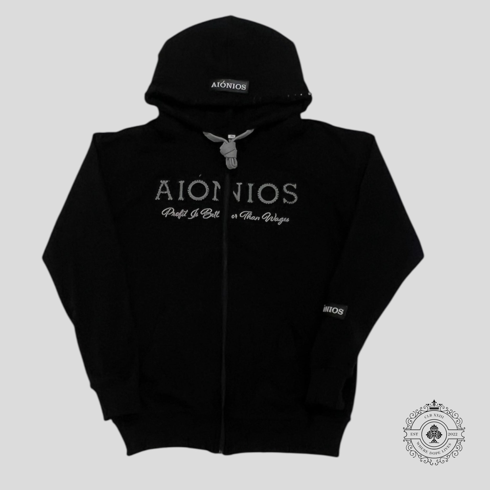 Aionios Zip Up Hoodie in Black