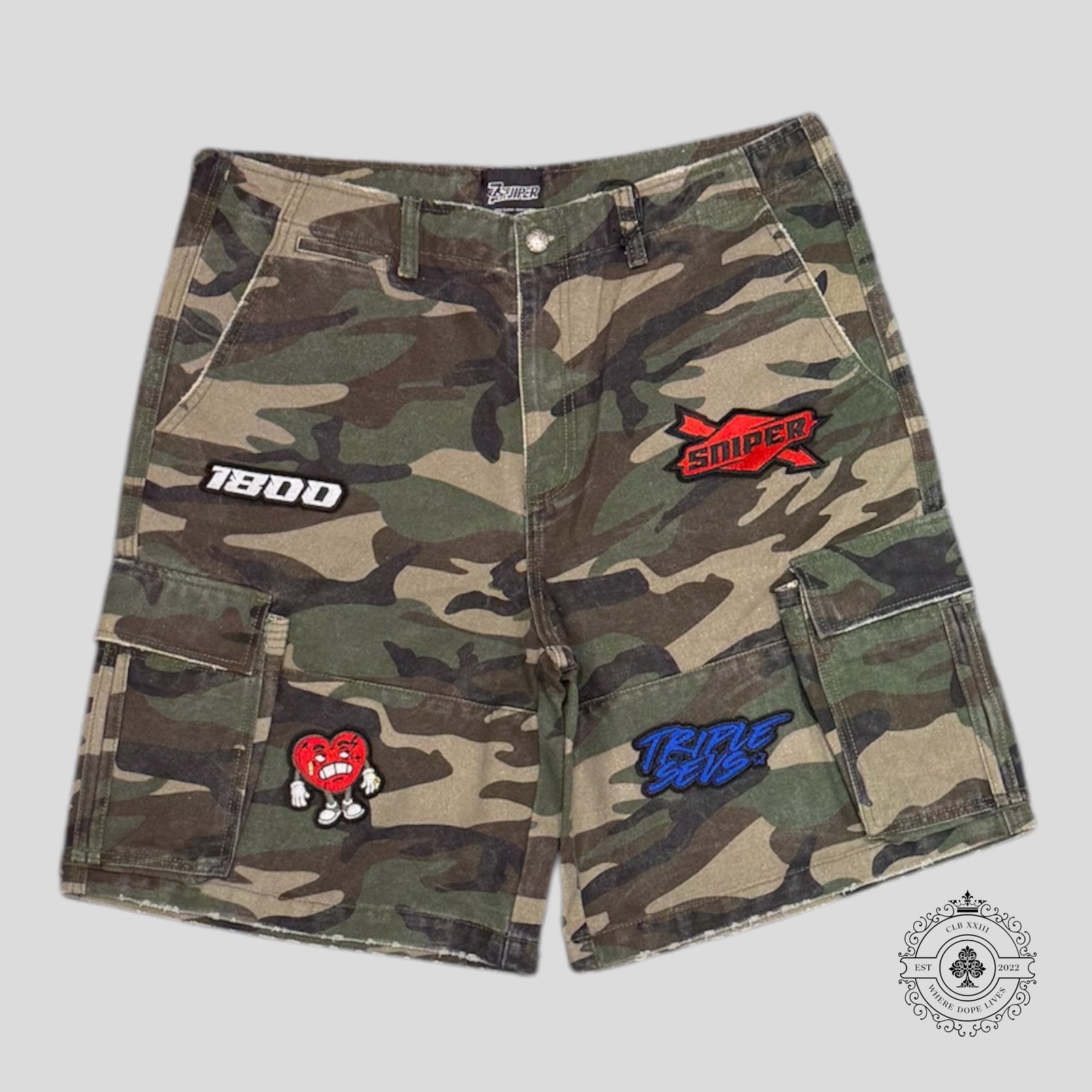 Triple Sevens x Sniper Gang Shorts in Camo