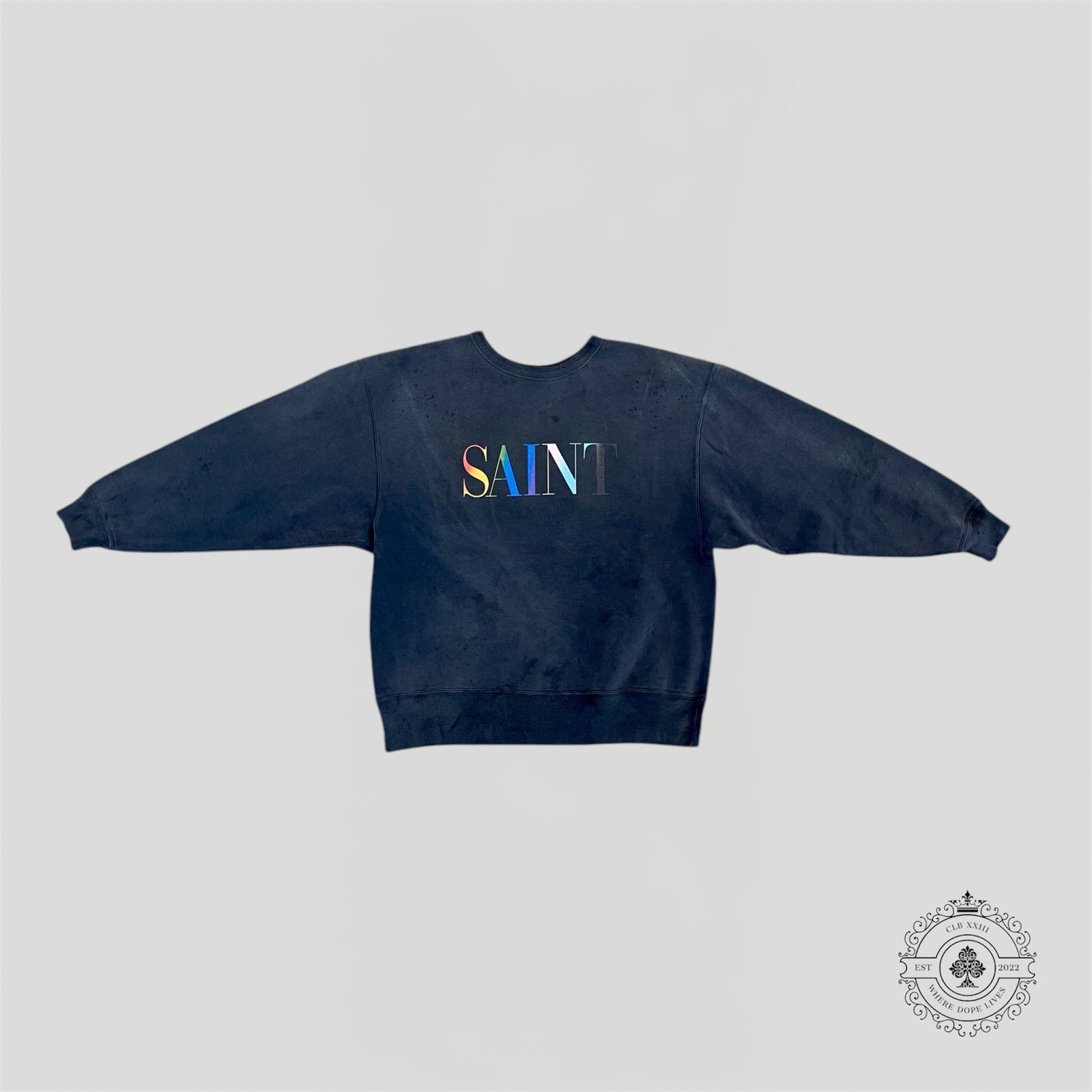 Saint Michael Rainbow Crewneck in Washed Black