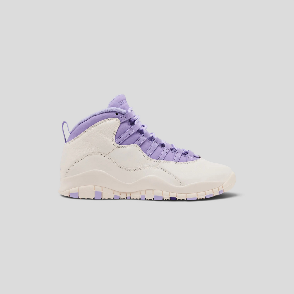 CLB XXIII Air Jordan 10 Retro Hydrangeas women's sneaker in chalk white and wild grape purple leather