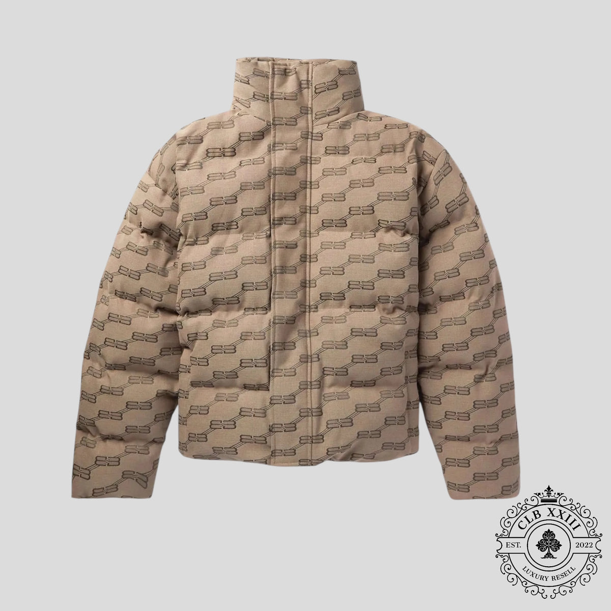 Balenciaga BB Monogram Puffer Coat in Biege