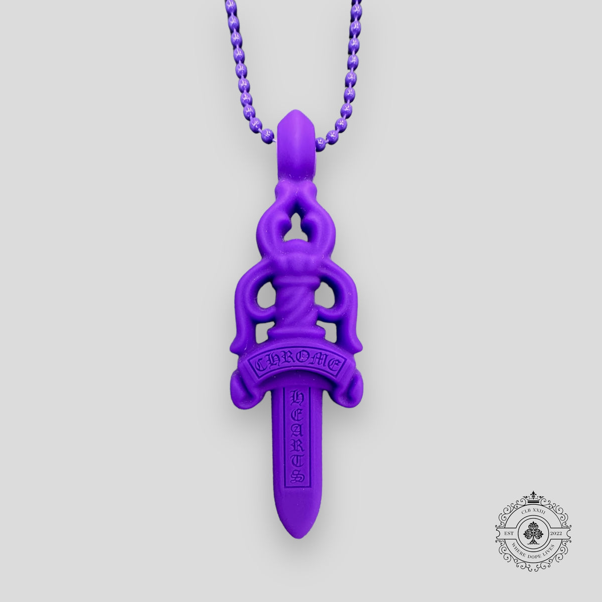 Chrome Hearts Silicone Dagger Necklace in Purple