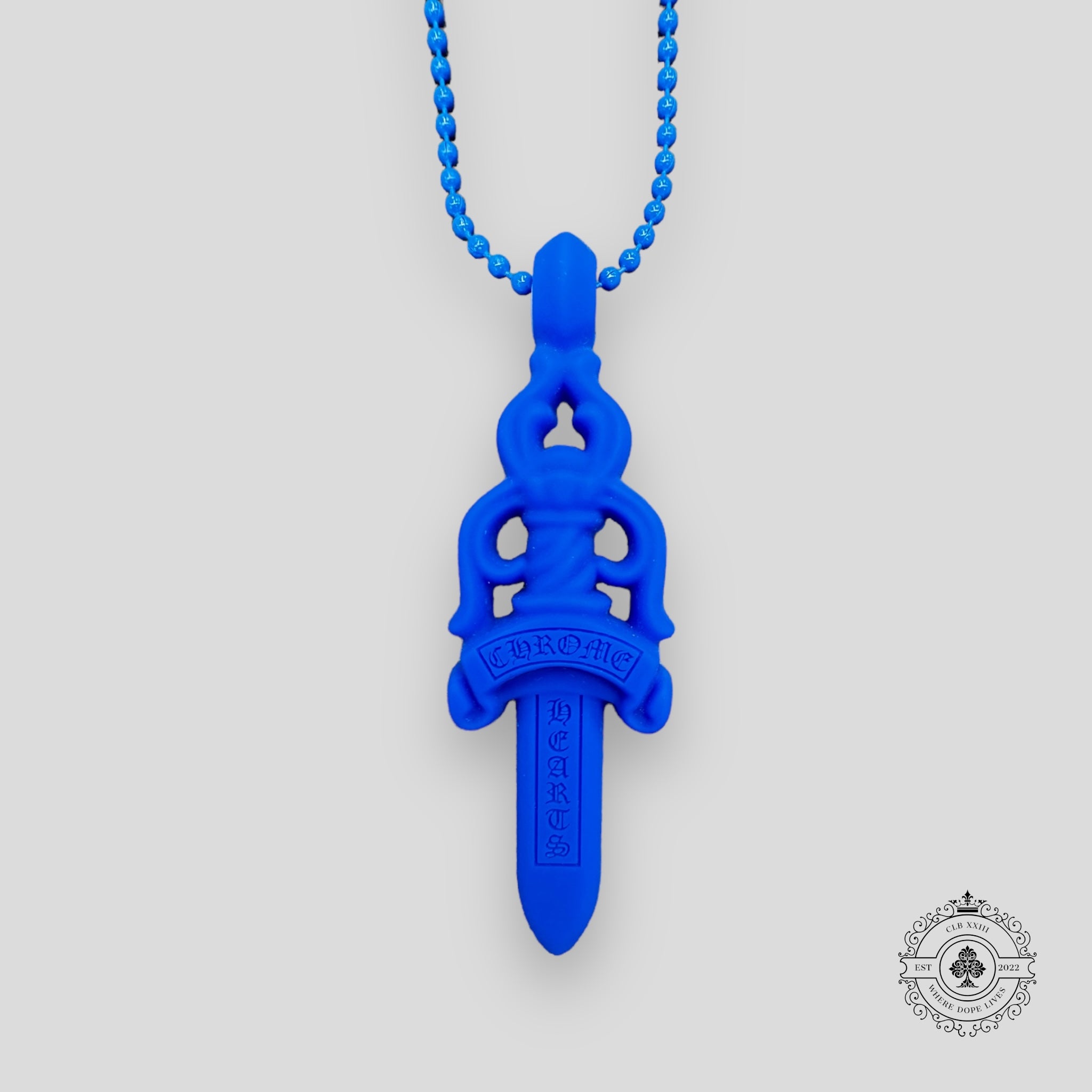 Chrome Hearts Silicone Dagger Necklace in Blue