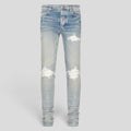 Amiri MX1 Ultrasuede Jeans in Clay Indigo/White