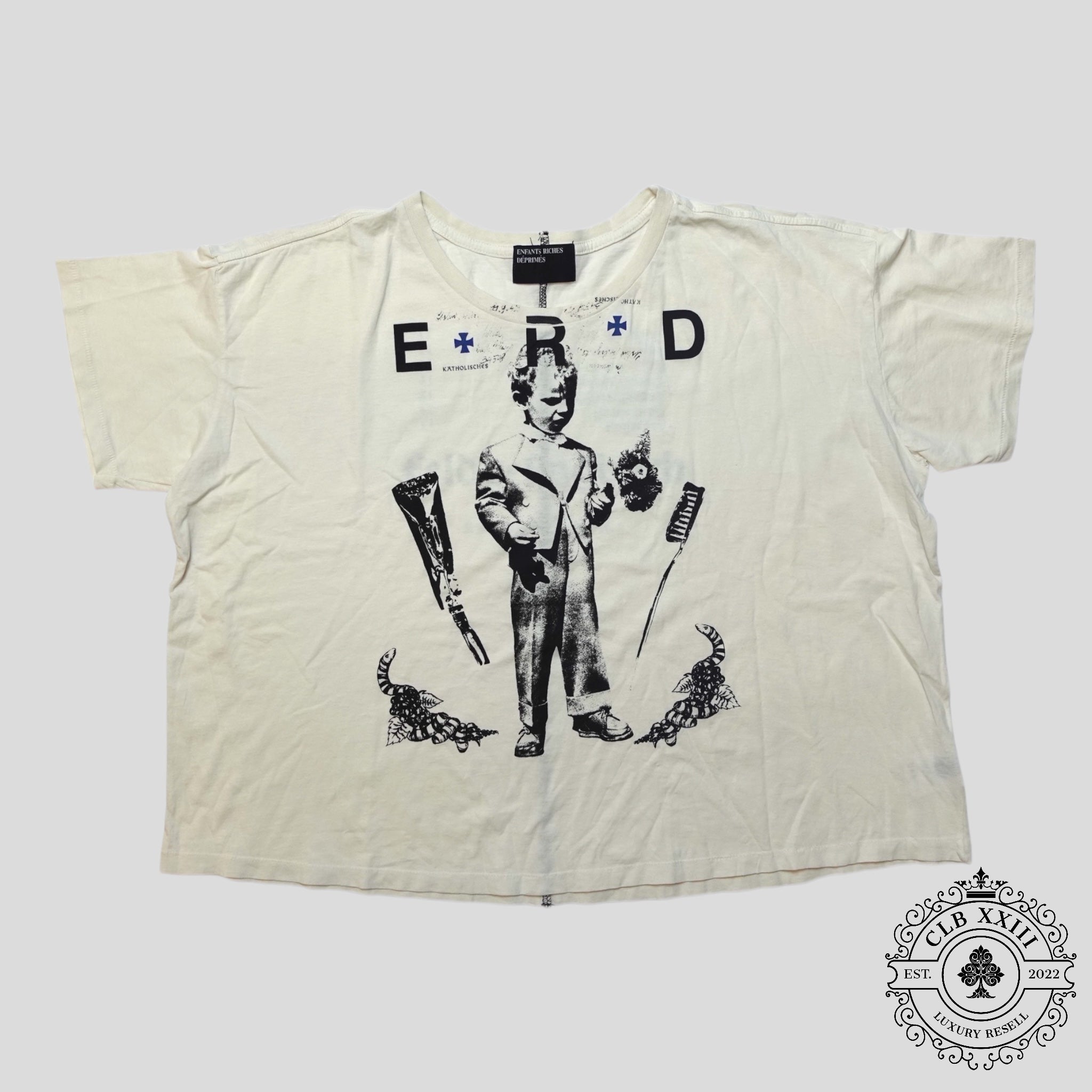 Enfants Riches Déprimés Katholisches Toothbrush T-shirt in Faded White