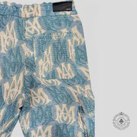 Amiri MA Tapestry Cargo Flare Pants in Blue