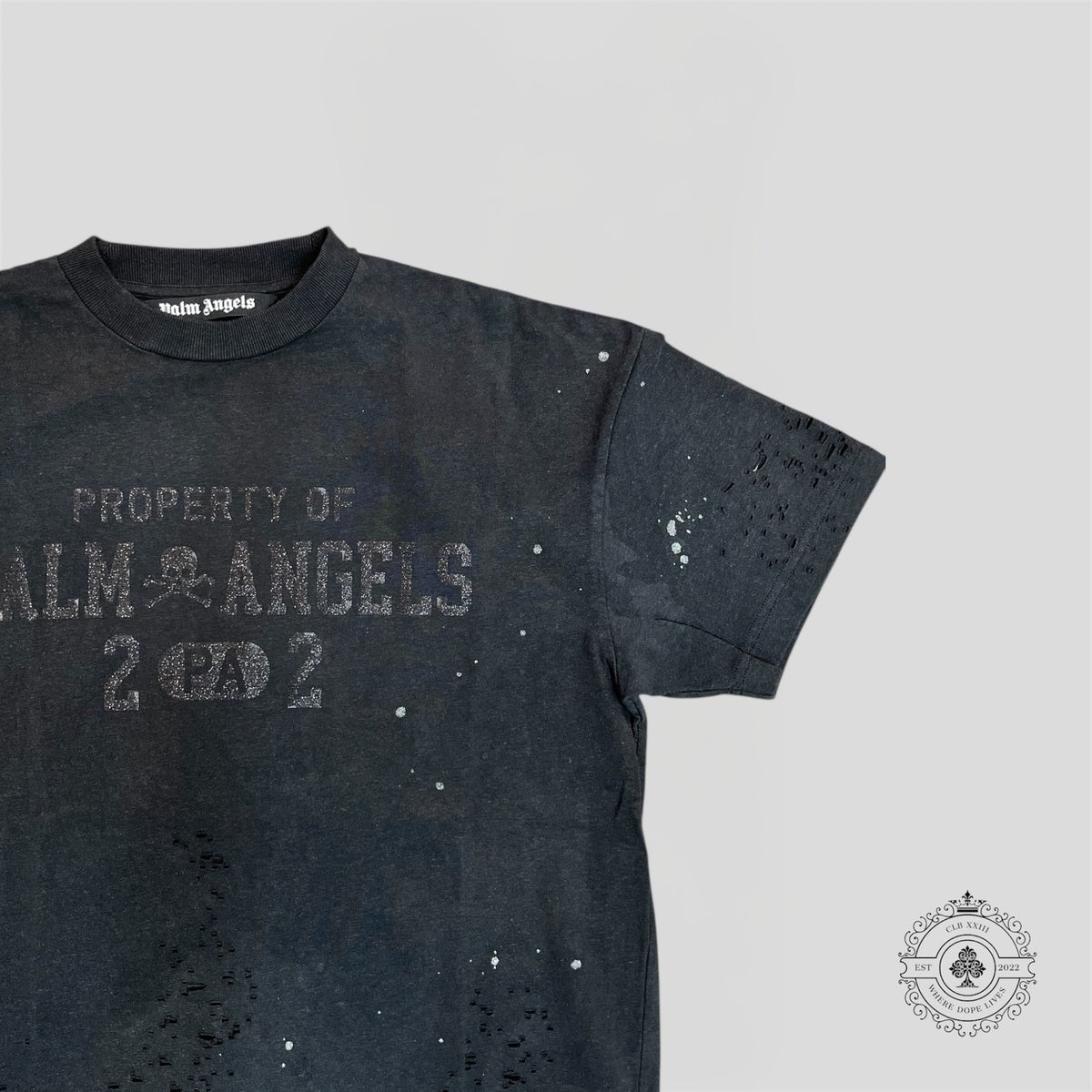 Palm Angels Lurex Logo Tee in Black