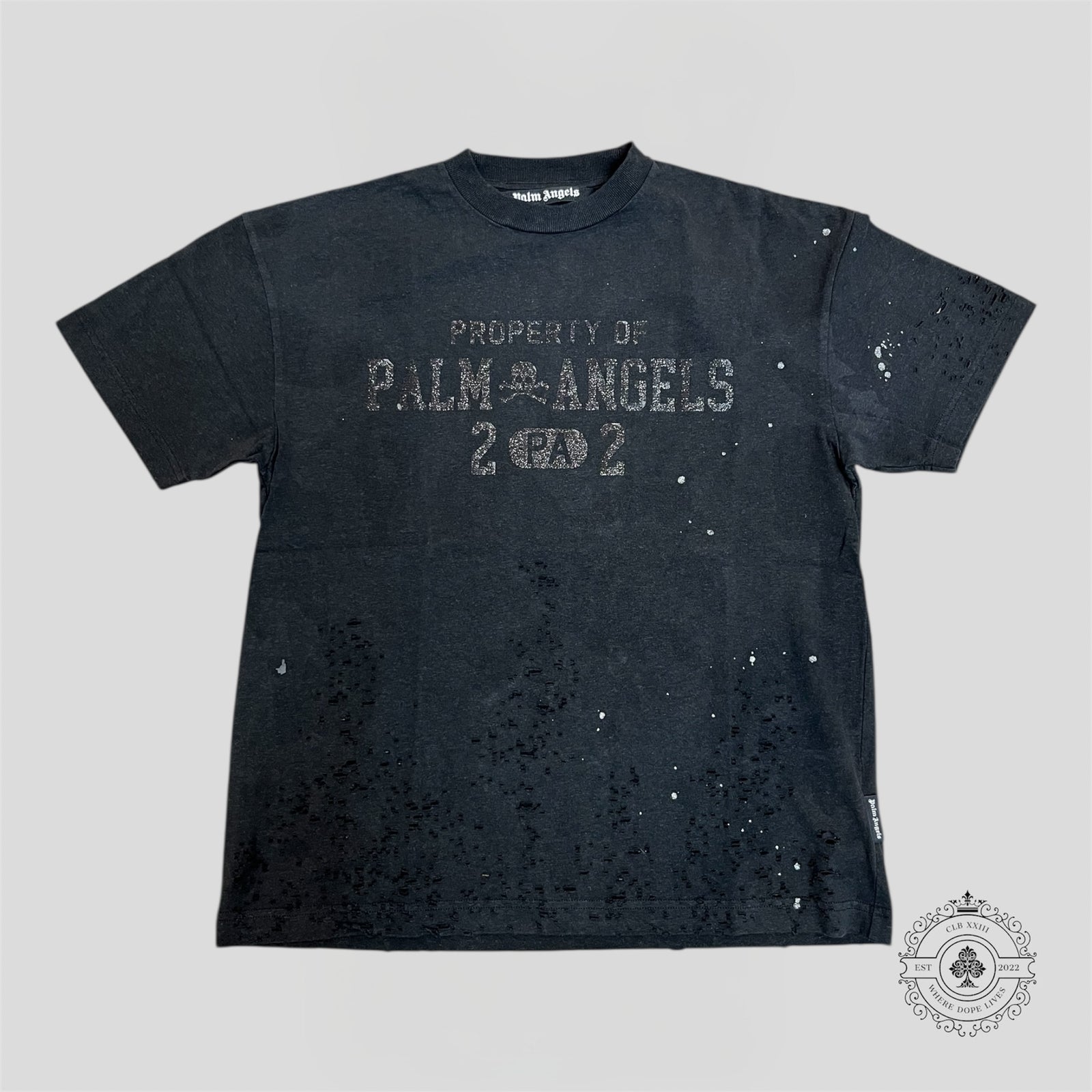 Palm Angels Lurex Logo Tee in Black