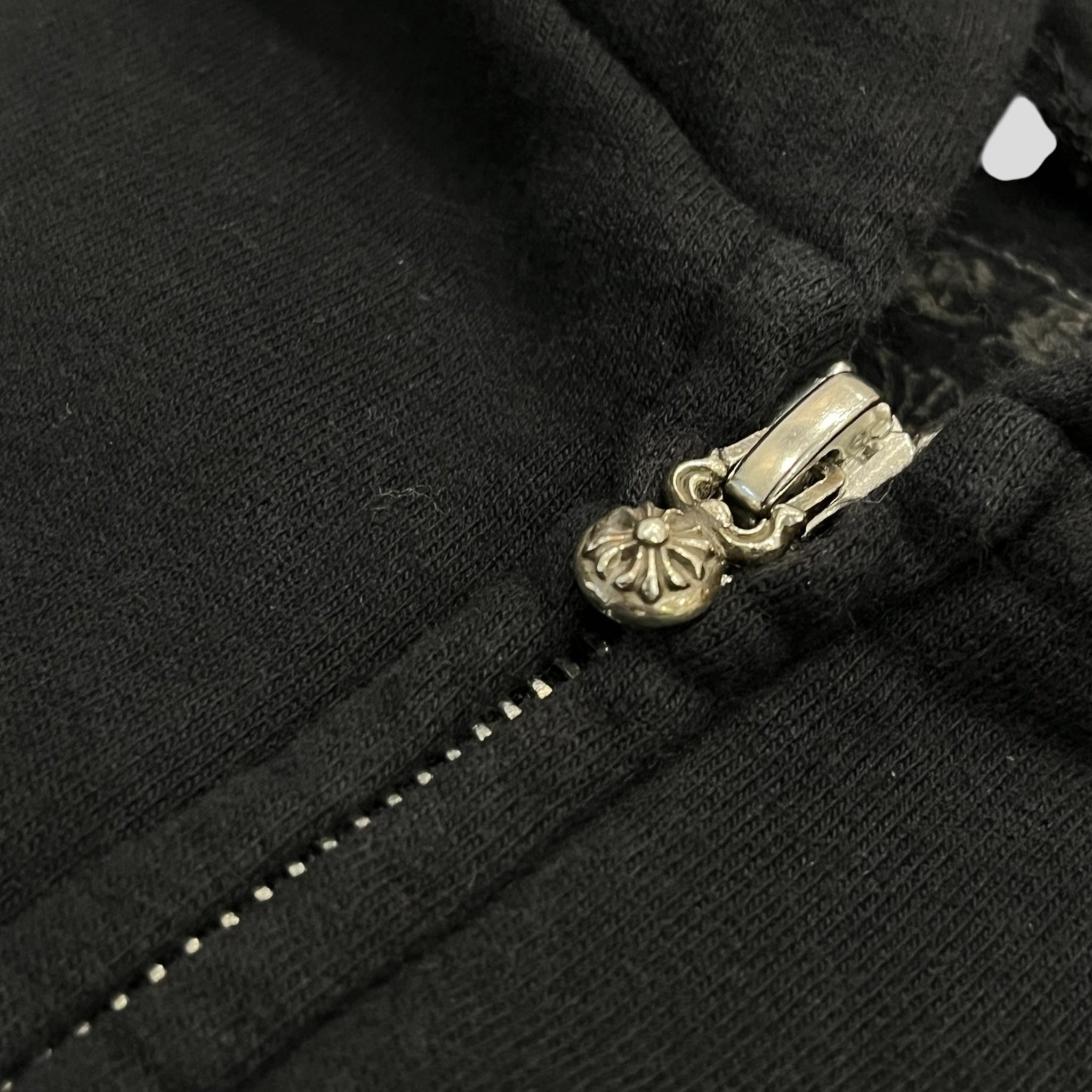 Chrome Hearts Scroll Logo Zip Up Kids Hoodie in Black/Blue