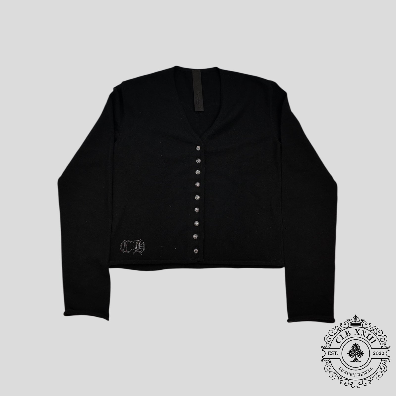 Chrome Hearts Vinehearts Rhinestone Cashmere Sweater in Black
