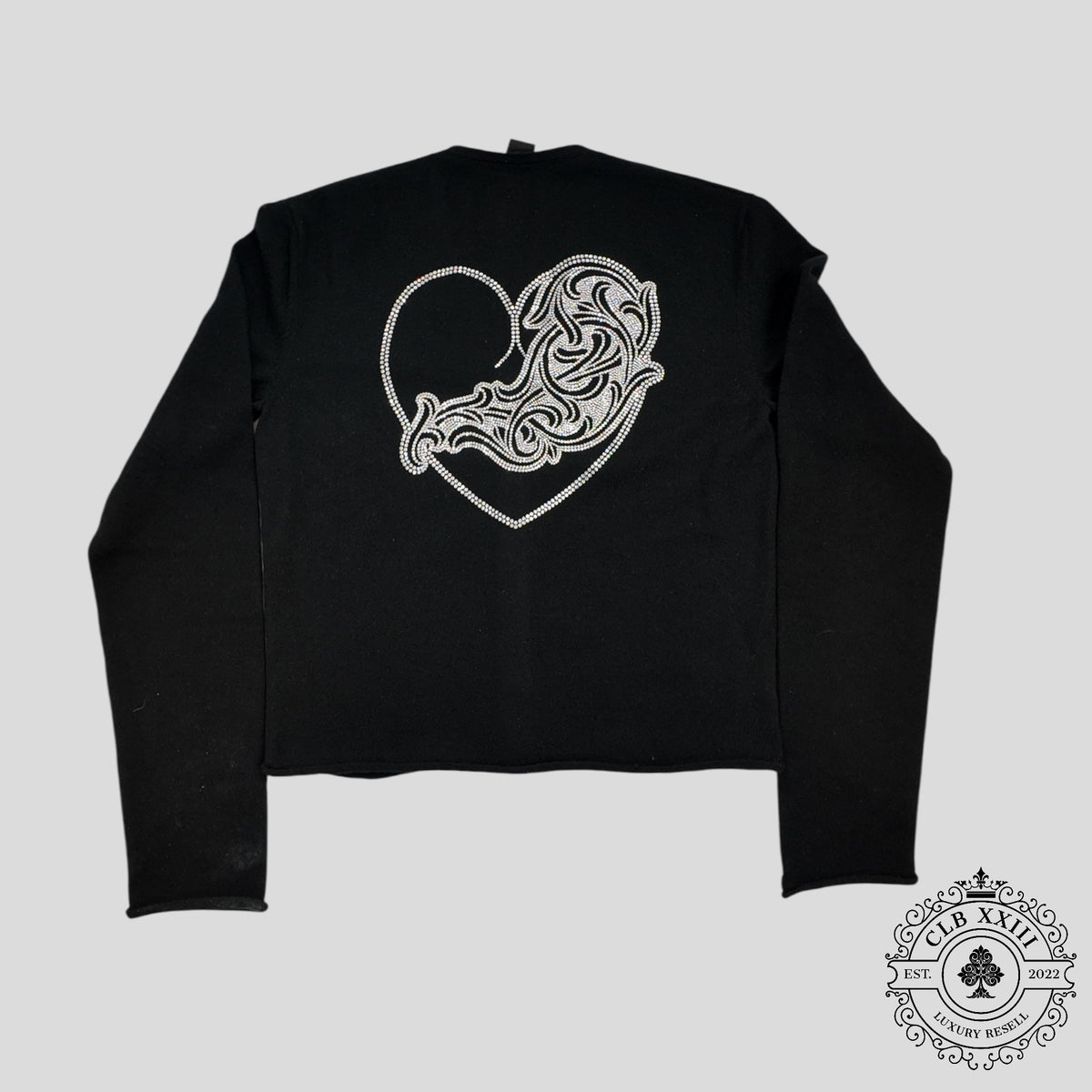 Chrome Hearts Vinehearts Rhinestone Cashmere Sweater in Black