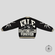 Vale Everyone Lives Forever Varsity Jacket in Black