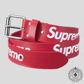 Supreme Repeat Leather Belt (FW25) Red