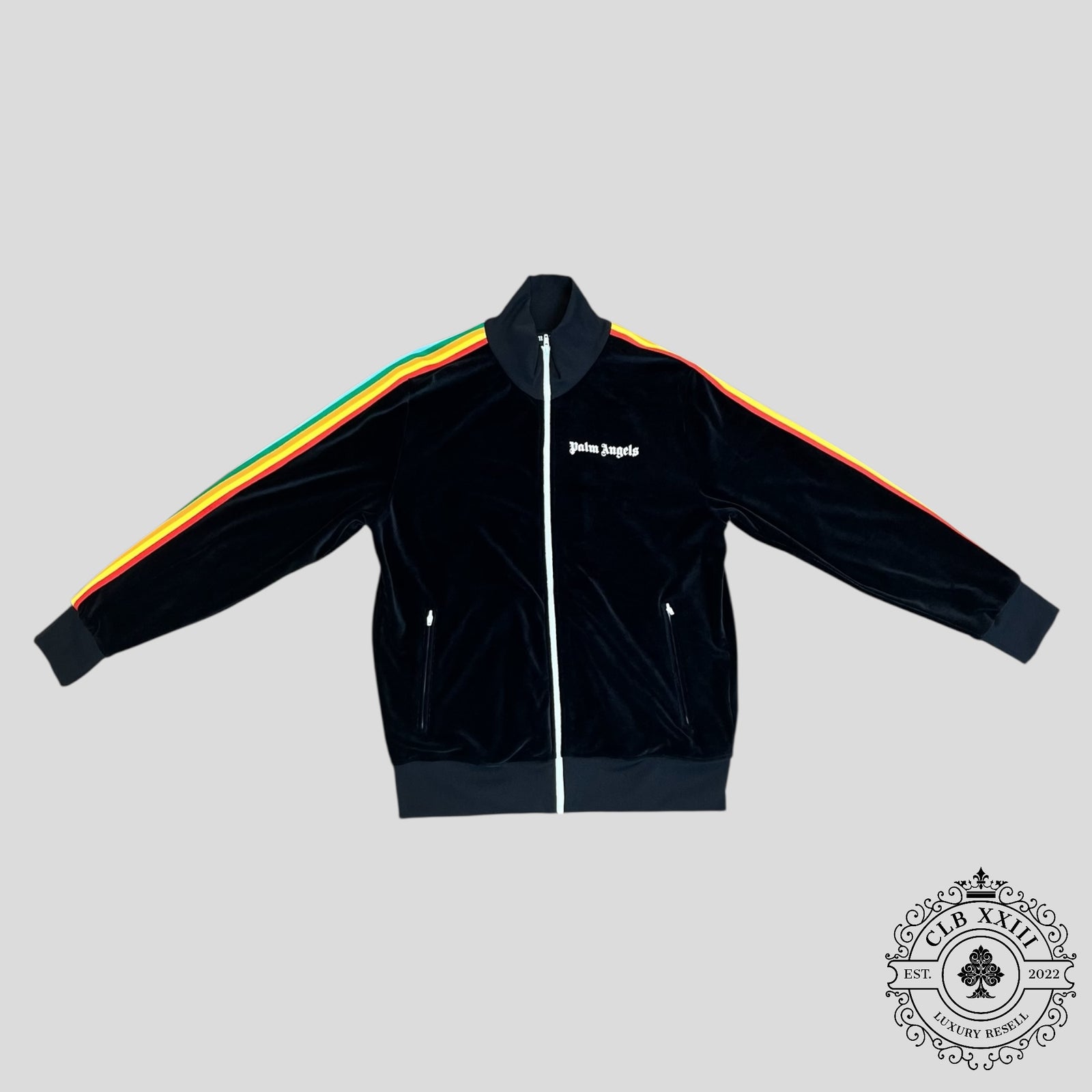 Palm Angels Rainbow Chenille Track Jacket in Black