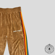 Palm Angels Rainbow Chenille Track Pants in Brown